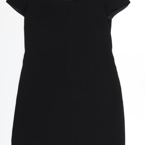 Liz Claiborne Womens Black Polyester A-Line Size 12 Square Neck Zip