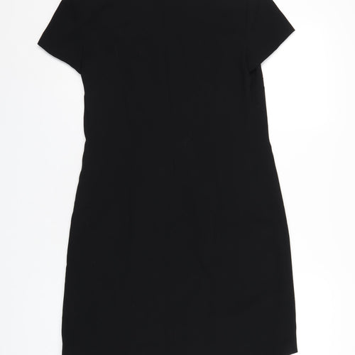 Liz Claiborne Womens Black Polyester A-Line Size 12 Square Neck Zip