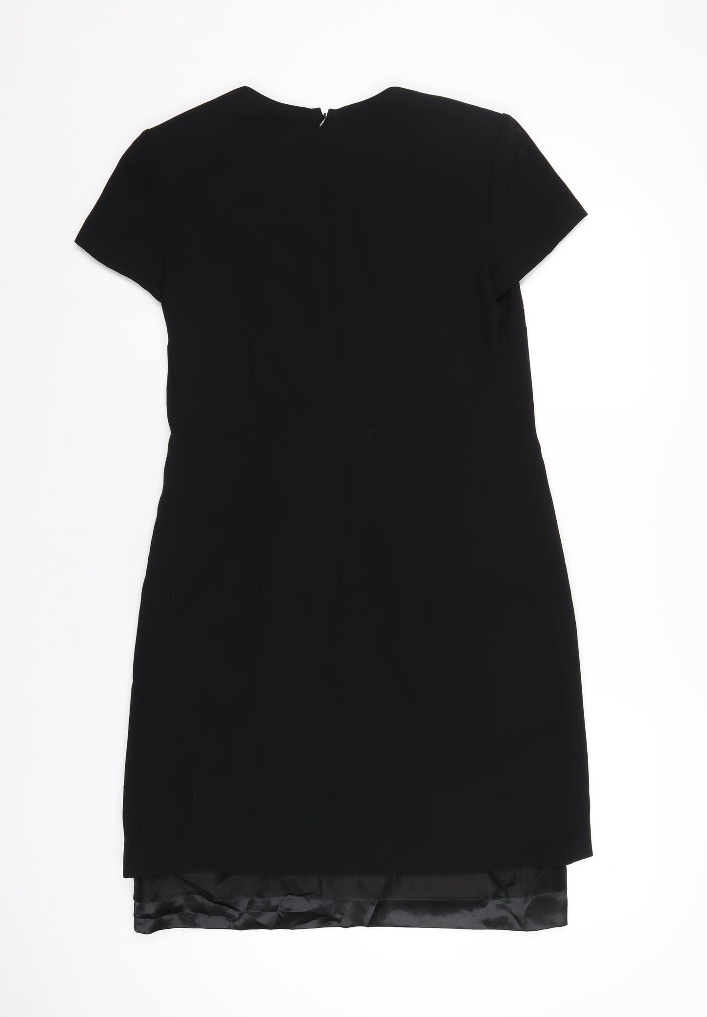 Liz Claiborne Womens Black Polyester A-Line Size 12 Square Neck Zip