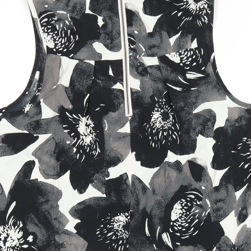 NEXT Womens Black Floral Polyester Basic Blouse Size 12 Mock Neck