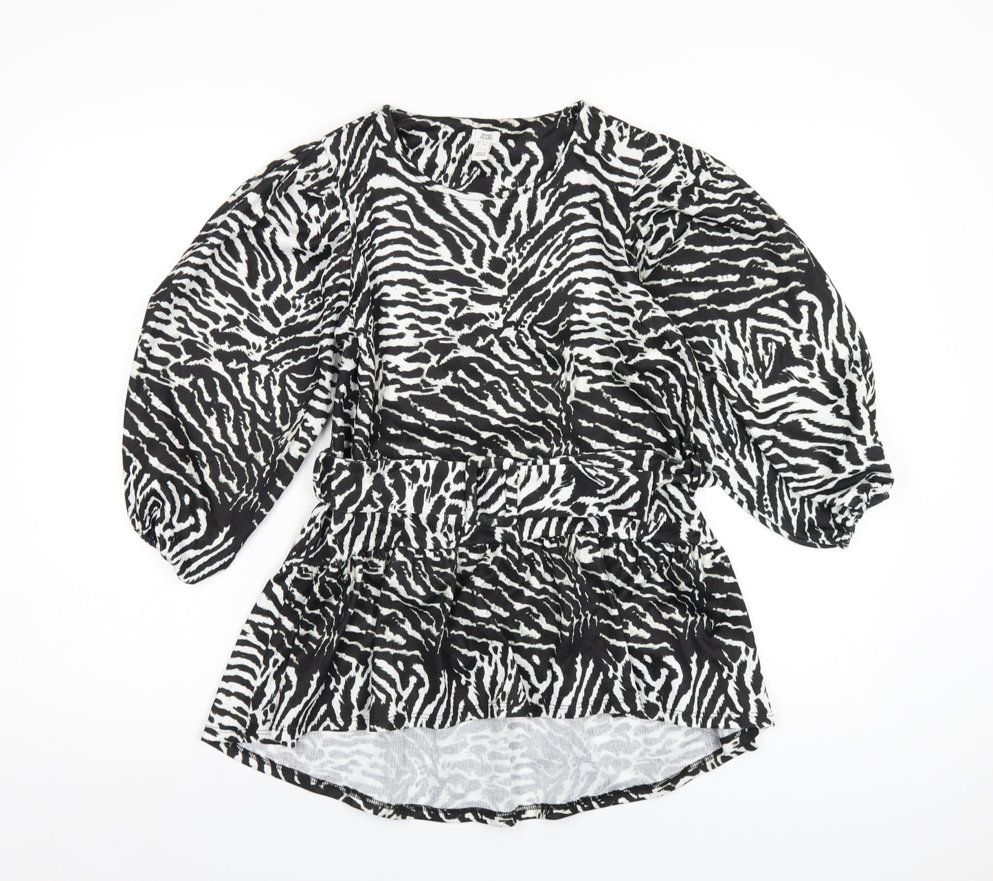 River Island Womens Black Animal Print Polyester Basic T-Shirt Size 10 Round Neck