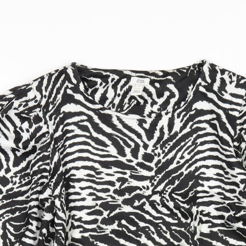 River Island Womens Black Animal Print Polyester Basic T-Shirt Size 10 Round Neck