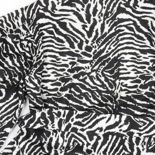 River Island Womens Black Animal Print Polyester Basic T-Shirt Size 10 Round Neck