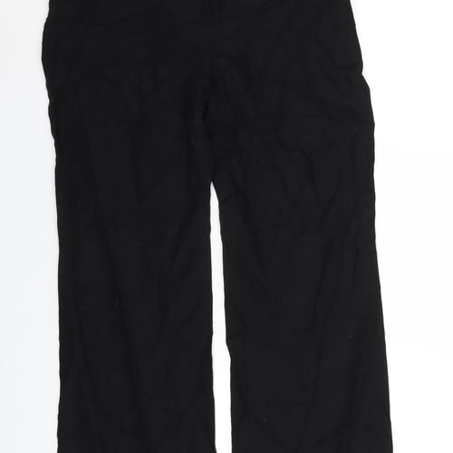 Marks and Spencer Womens Black Linen Trousers Size 14 L29 in Regular Zip