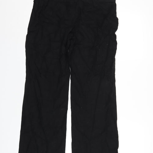 Marks and Spencer Womens Black Linen Trousers Size 14 L29 in Regular Zip