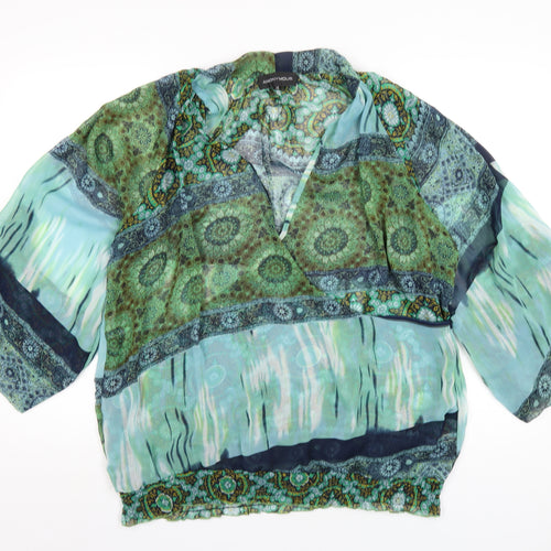 Anonymous Womens Multicoloured Geometric Polyester Basic Blouse Size 16 V-Neck