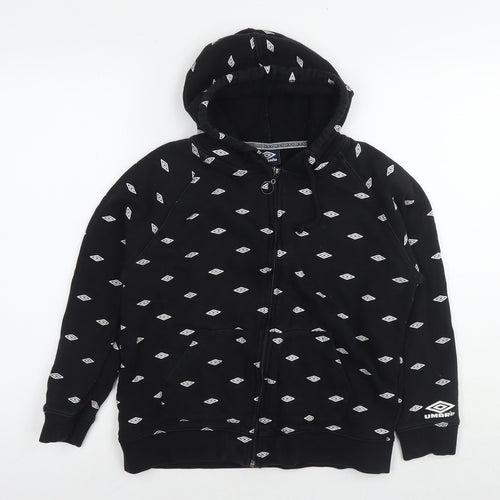 Umbro Womens Black Cotton Full Zip Hoodie Size S Zip