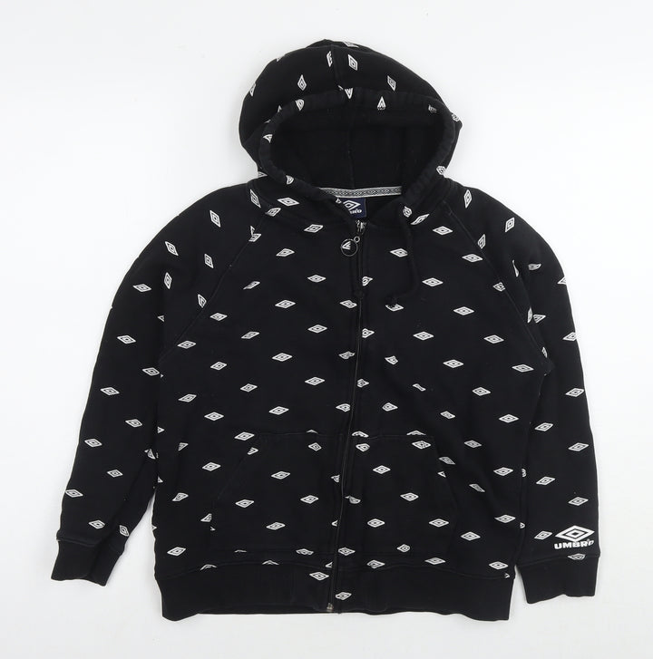 Umbro Womens Black Cotton Full Zip Hoodie Size S Zip