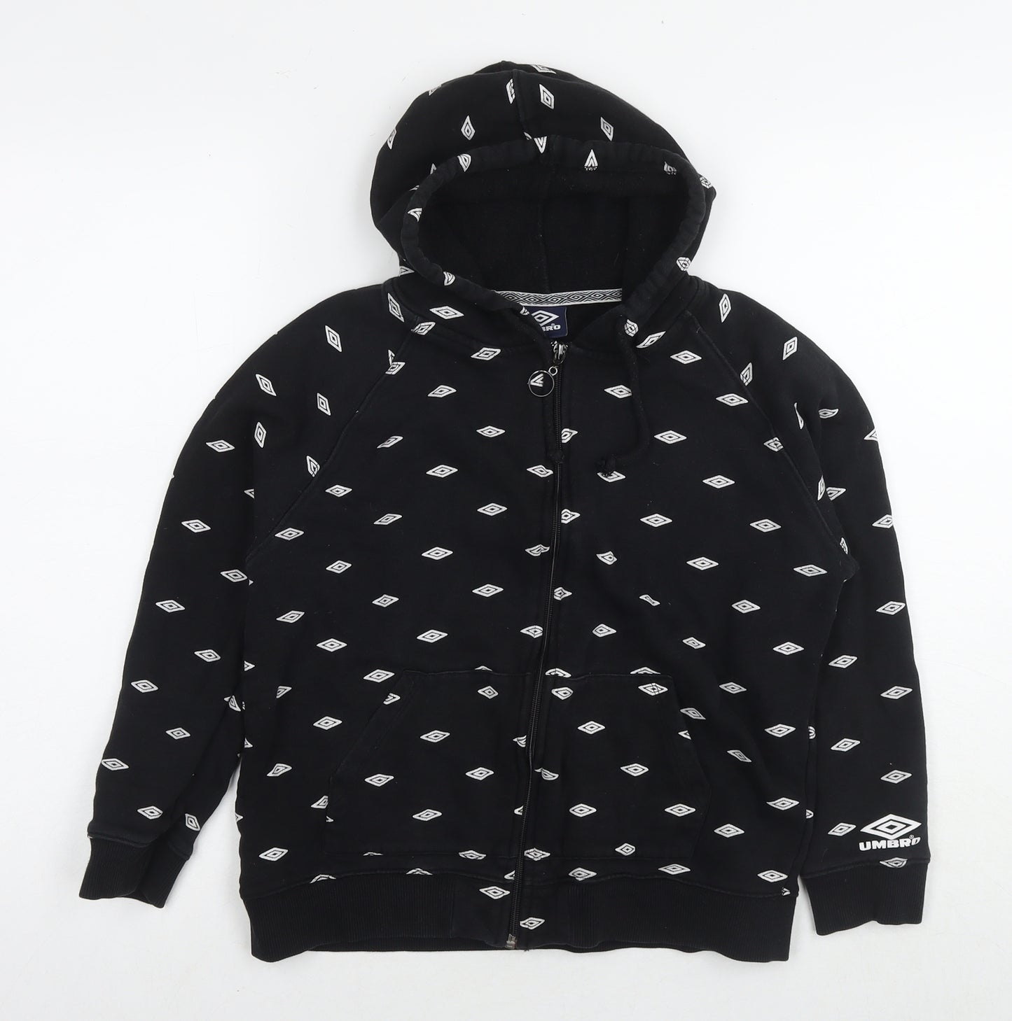 Umbro Womens Black Cotton Full Zip Hoodie Size S Zip