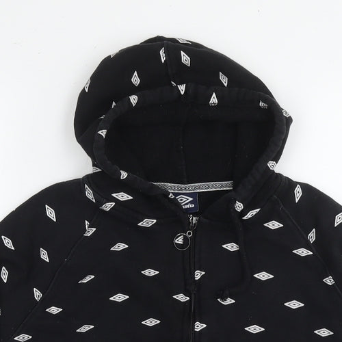 Umbro Womens Black Cotton Full Zip Hoodie Size S Zip