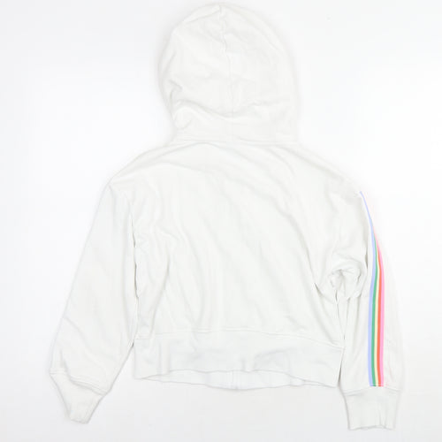 Gap Girls White Cotton Full Zip Hoodie Size 10 Years Zip