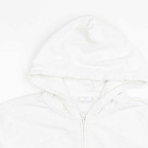 Gap Girls White Cotton Full Zip Hoodie Size 10 Years Zip