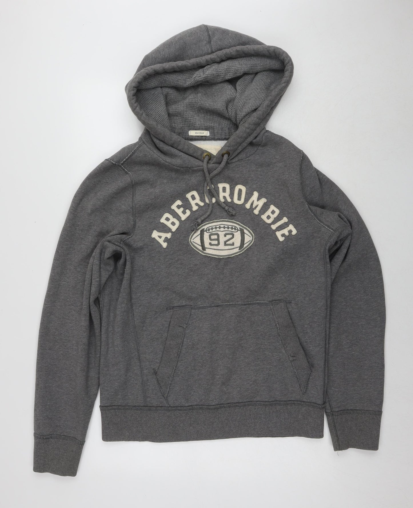 Abercrombie & Fitch Mens Grey Cotton Pullover Hoodie Size L - Logo
