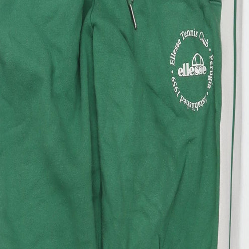 ellesse Womens Green Cotton Jogger Trousers Size M L28 in Regular Drawstring