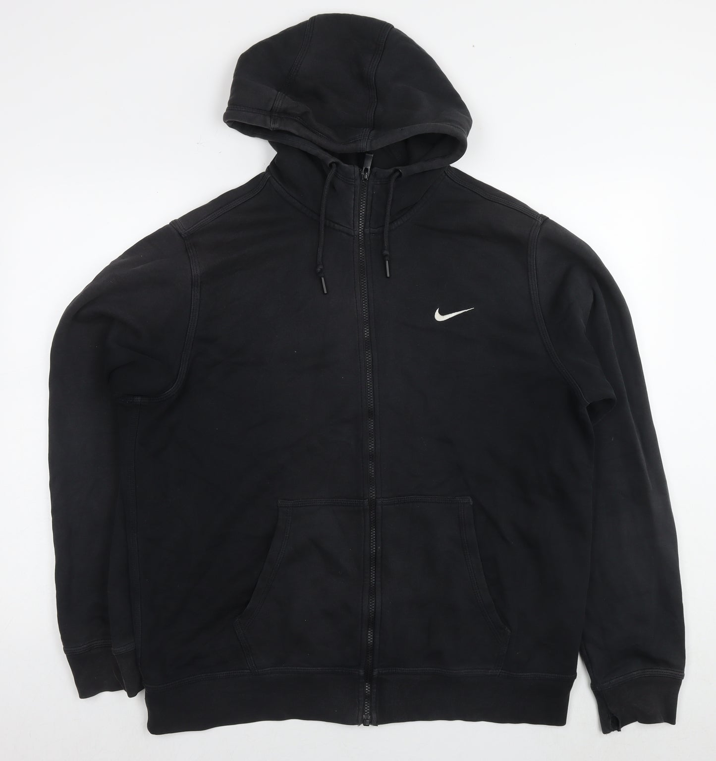 Nike Mens Black Cotton Full Zip Hoodie Size XL