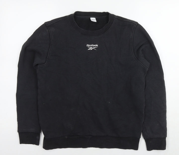 Reebok Womens Black Cotton Pullover Sweatshirt Size 8 Pullover - Size 8-10
