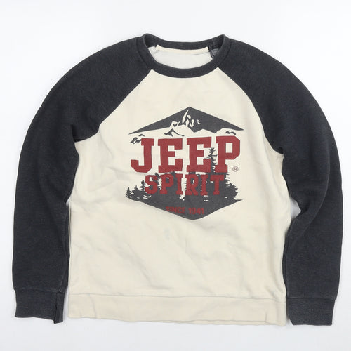 Jeep Boys Beige Colourblock Polyester Pullover Sweatshirt Size S Pullover