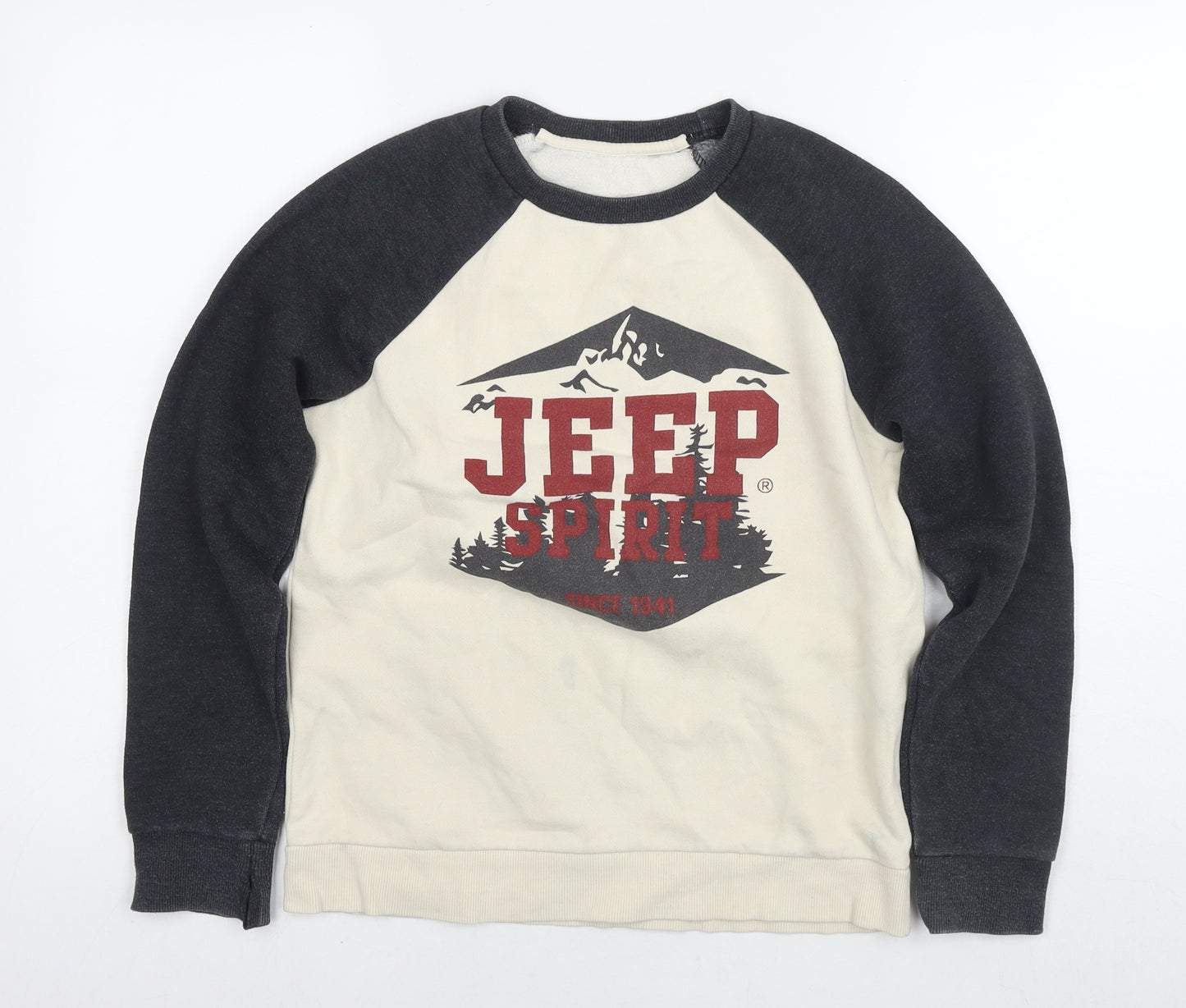 Jeep Boys Beige Colourblock Polyester Pullover Sweatshirt Size S Pullover