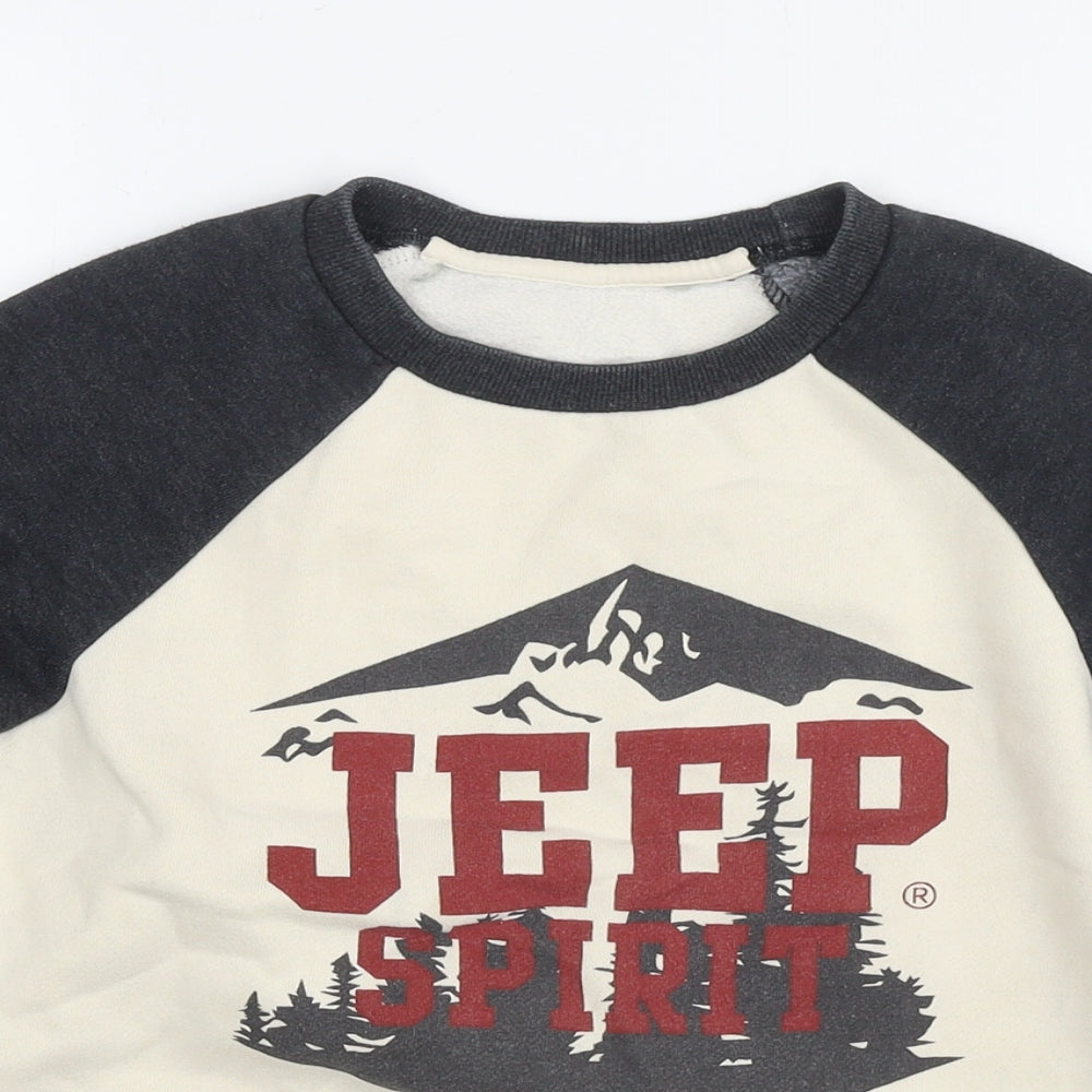 Jeep Boys Beige Colourblock Polyester Pullover Sweatshirt Size S Pullover