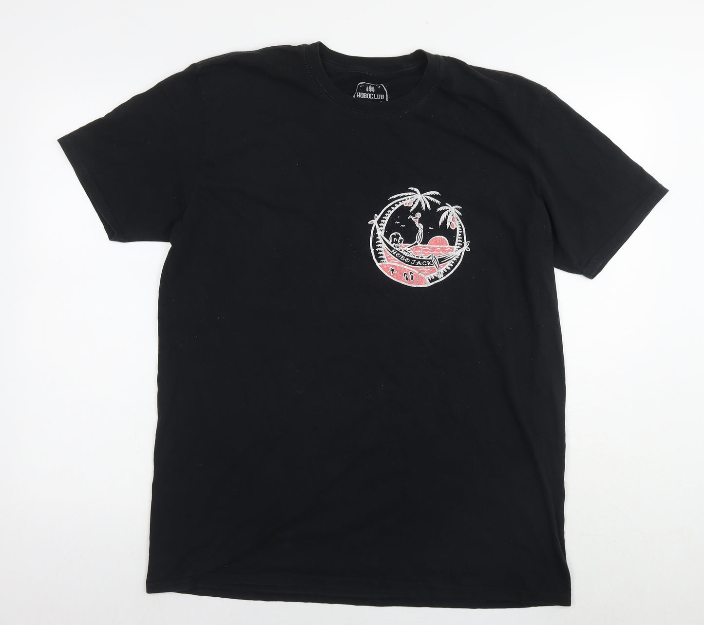 Hobo Mens Black Polyester T-Shirt Size XL Round Neck - Logo