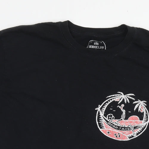 Hobo Mens Black Polyester T-Shirt Size XL Round Neck - Logo