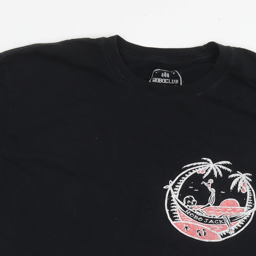 Hobo Mens Black Polyester T-Shirt Size XL Round Neck - Logo