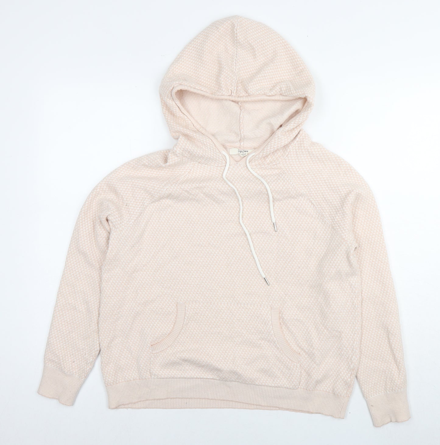 Payton Pringle Womens Beige Geometric Ramie Pullover Hoodie Size M Pullover