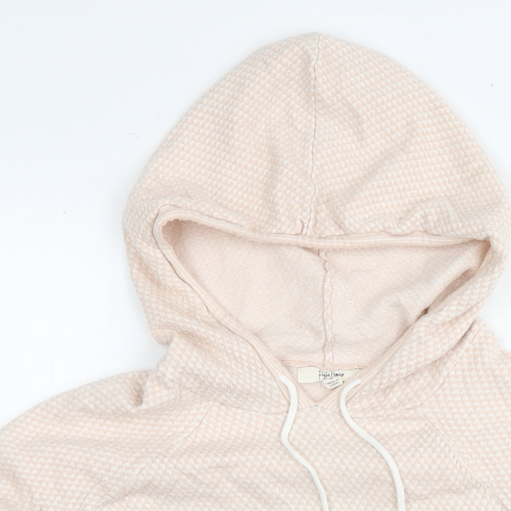 Payton Pringle Womens Beige Geometric Ramie Pullover Hoodie Size M Pullover