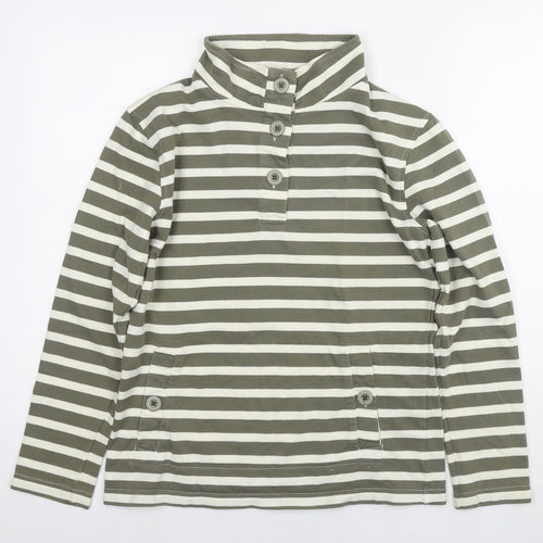 Cotton Traders Womens Green Striped Cotton Pullover Sweatshirt Size 10 Pullover - Size 10-12