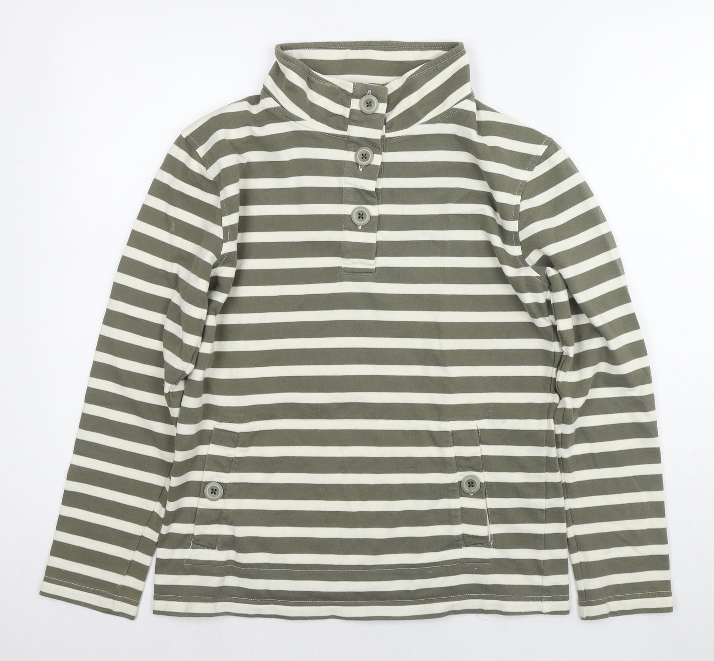 Cotton Traders Womens Green Striped Cotton Pullover Sweatshirt Size 10 Pullover - Size 10-12
