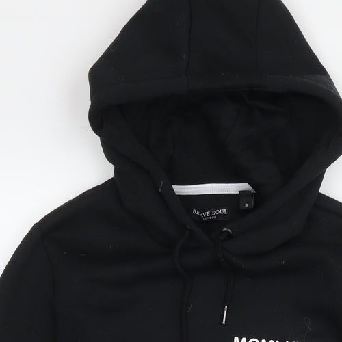 Brave Soul Mens Black Polyester Pullover Hoodie Size S - Logo