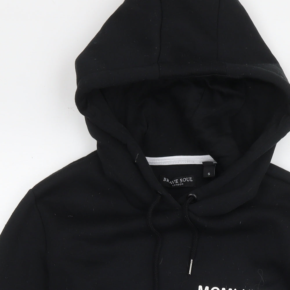 Brave Soul Mens Black Polyester Pullover Hoodie Size S - Logo
