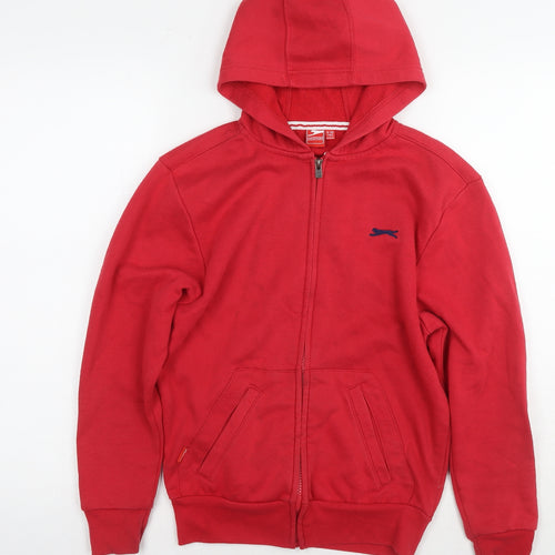 Slazenger Boys Red Polyester Full Zip Hoodie Size 9-10 Years Zip