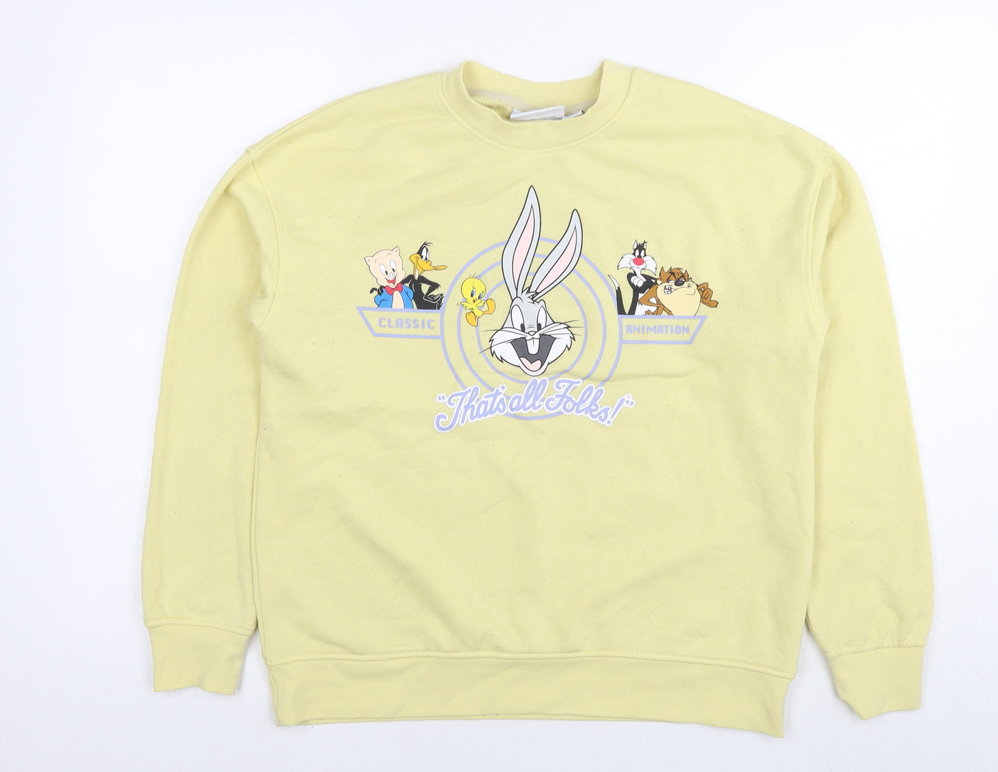 Looney Tunes Womens Yellow Polyester Pullover Sweatshirt Size 6 Pullover - Bugs Bunny, That's all folks Size 6-8