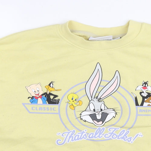 Looney Tunes Womens Yellow Polyester Pullover Sweatshirt Size 6 Pullover - Bugs Bunny, That's all folks Size 6-8