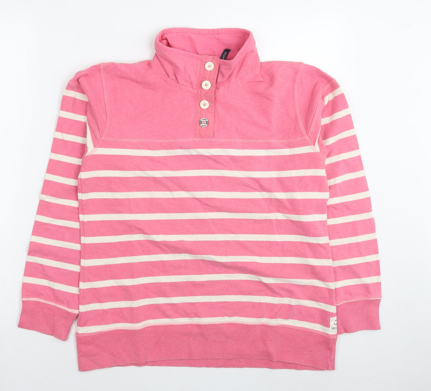 Seasalt Womens Pink Striped Cotton Pullover Sweatshirt Size M Pullover