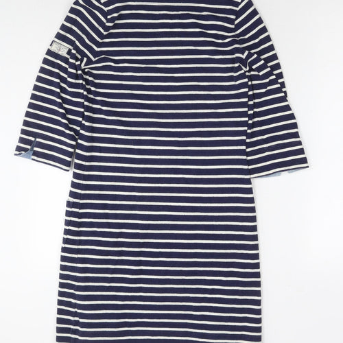 Joules Womens Blue Striped Cotton Jumper Dress Size 8 Round Neck Pullover