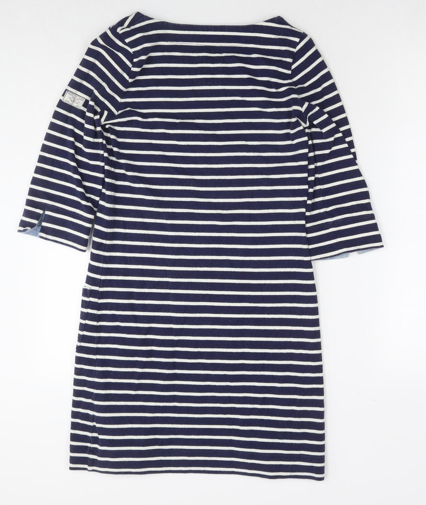 Joules Womens Blue Striped Cotton Jumper Dress Size 8 Round Neck Pullover