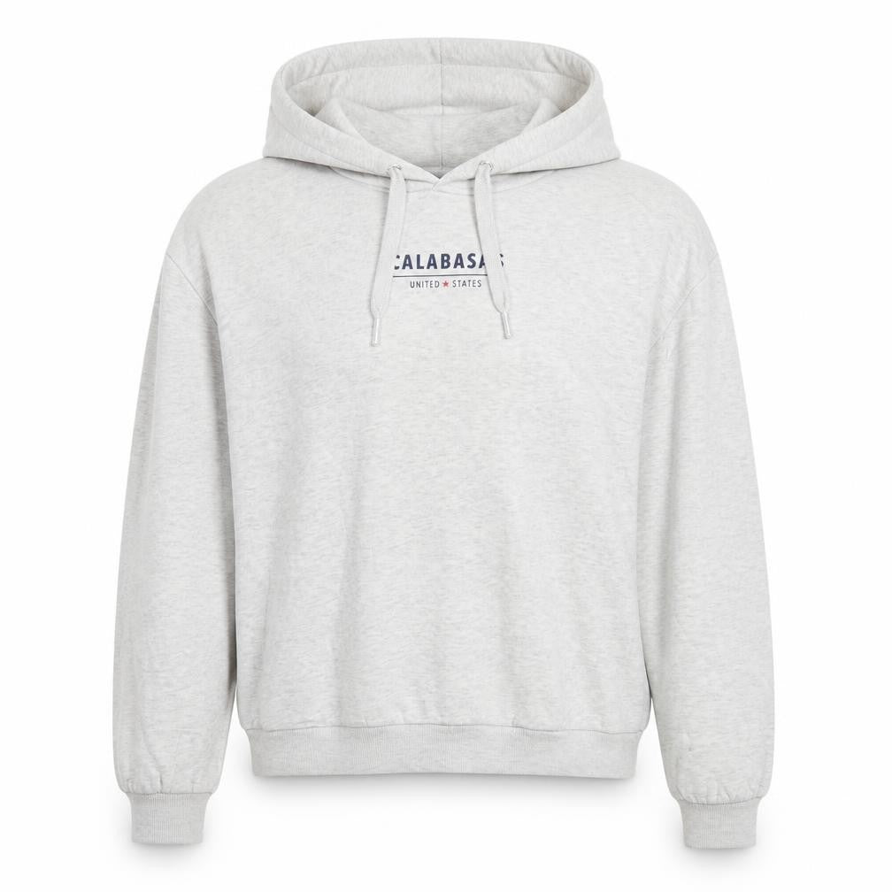 Front view of Divided by H&M women’s grey cotton pullover hoodie, size L, pullover - calabasas la
