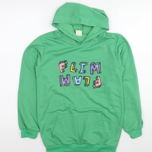 Foanja Boys Green Cotton Pullover Hoodie Size 13-14 Years Pullover - Flim Flam