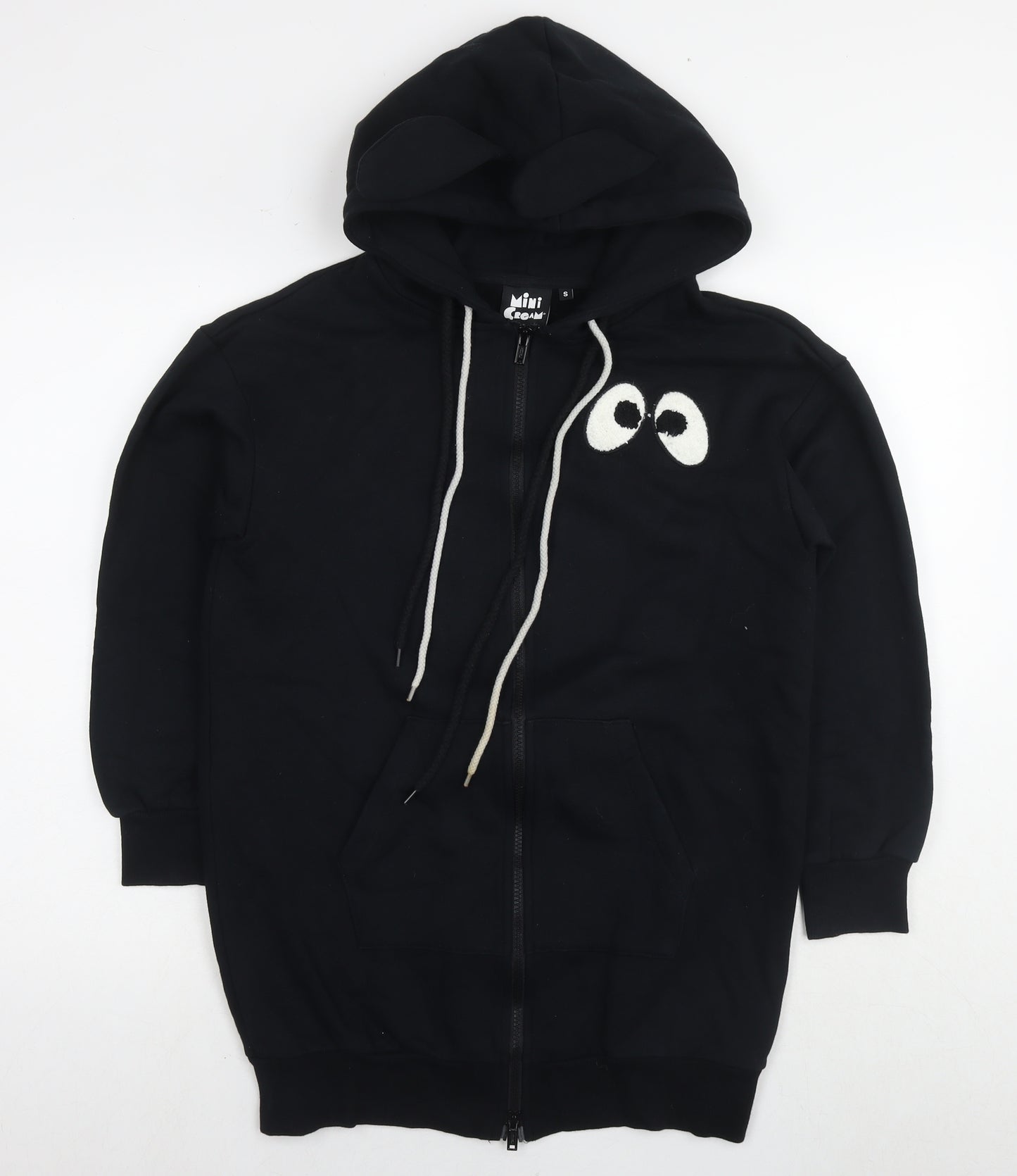 Mini Cream Womens Black Cotton Full Zip Hoodie Size S Pullover - Eyes Goodbye