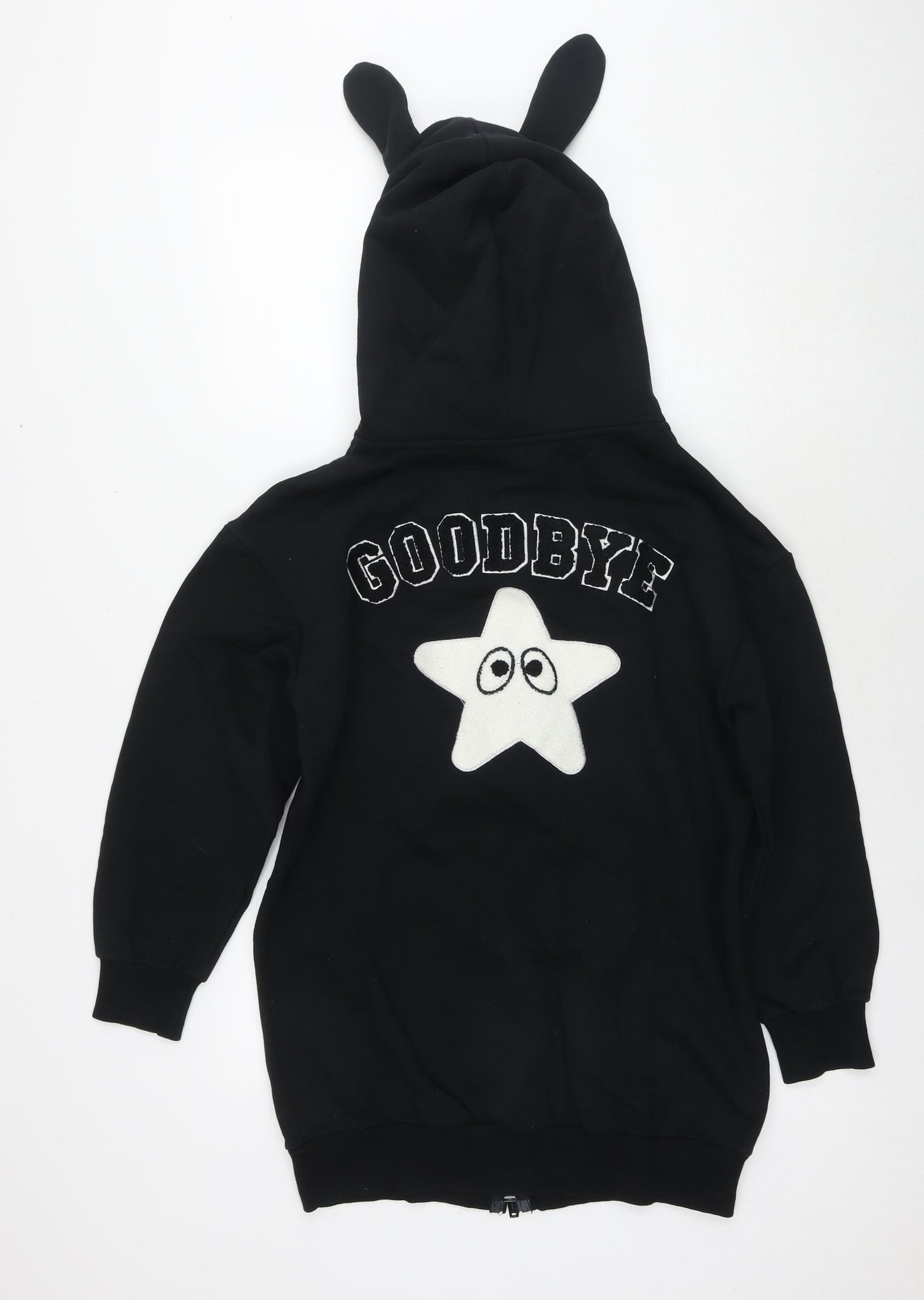Mini Cream Womens Black Cotton Full Zip Hoodie Size S Pullover - Eyes Goodbye