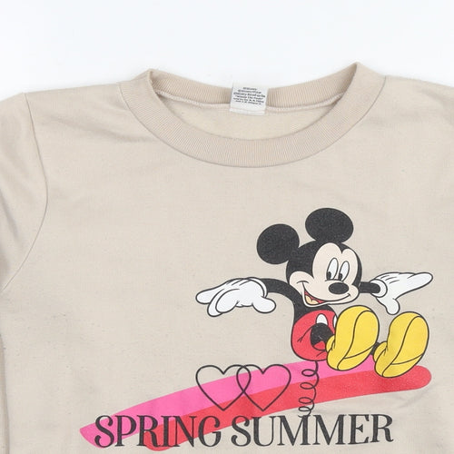 Disney Womens Beige Polyester Pullover Hoodie Size 8 Pullover - Mickey Mouse Spring Summer