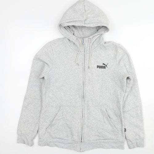 PUMA Womens Grey Cotton Full Zip Hoodie Size S Zip