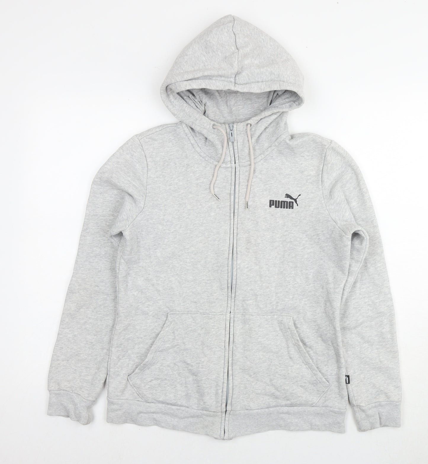 PUMA Womens Grey Cotton Full Zip Hoodie Size S Zip