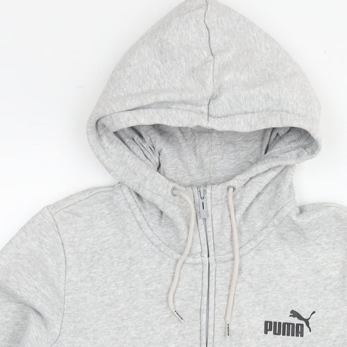 PUMA Womens Grey Cotton Full Zip Hoodie Size S Zip