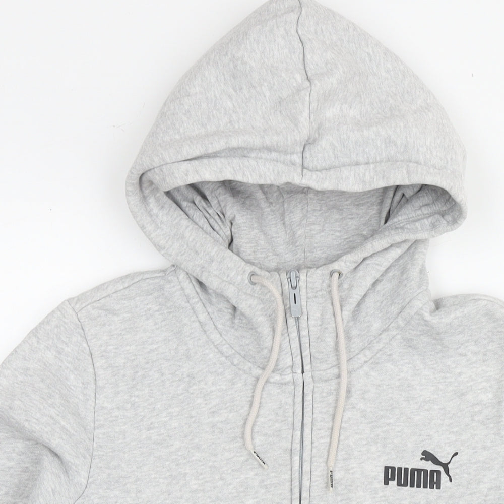 PUMA Womens Grey Cotton Full Zip Hoodie Size S Zip