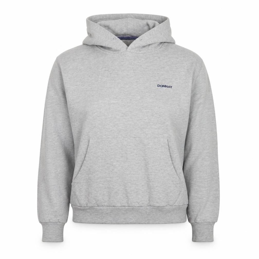 Front view of Donnay women’s grey cotton pullover hoodie, size S, pullover