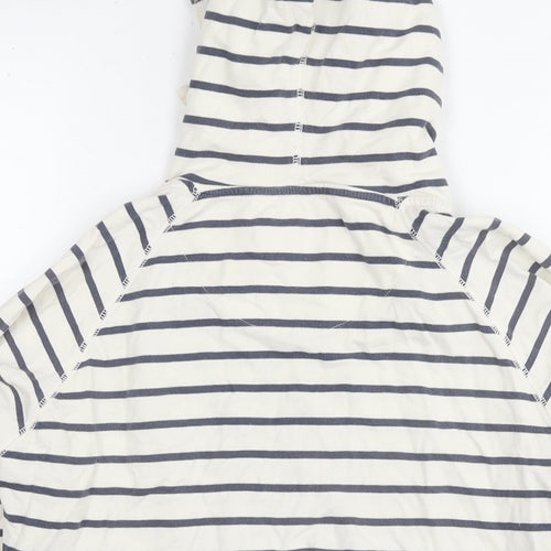 White Stuff Womens White Striped Cotton Full Zip Hoodie Size 10 Zip