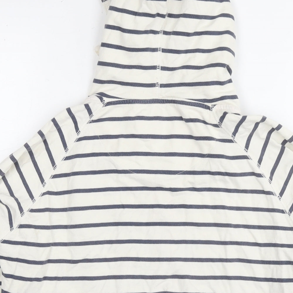 White Stuff Womens White Striped Cotton Full Zip Hoodie Size 10 Zip